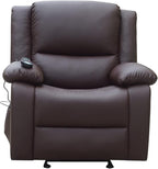 Massage Leather Recliner Chair with Heat and USB Charging Port (Brown)