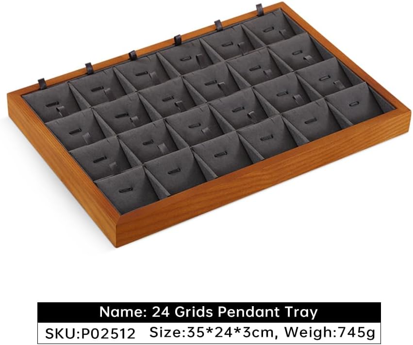 Necklace Storage, Wood Jewelry Trays For Drawers,Black Earring Organizer, Premium Jewelry Display Tray For Pendant