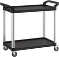 Black Utility/Bussing Cart with Two Shelves - 42" x 20"