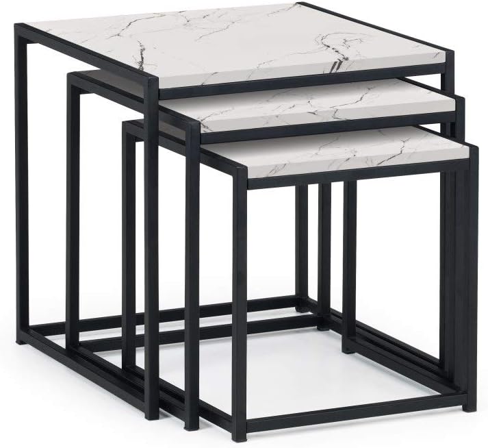 Julian Bowen Tribeca Nest of Tables, Set of 3, Black/Marble Effect - W45cm | ...