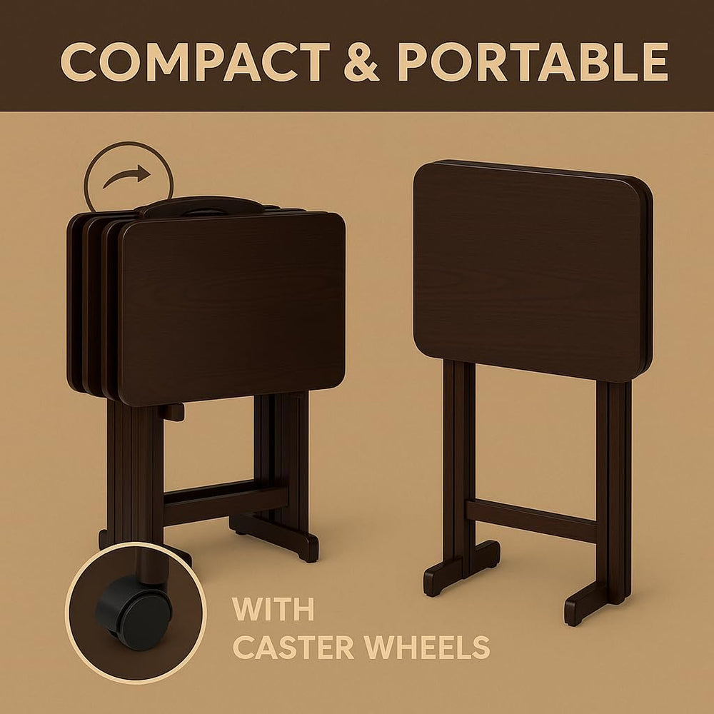 Ergode Folding TV Tray Set of 5 - Durable Small Folding Tables, X-Frame Desig...
