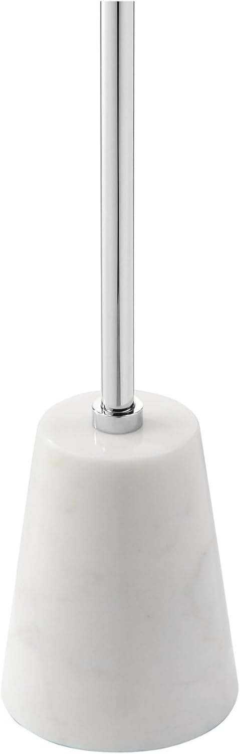 Benjara Frank 12" Drink Side End Table- Chrome Top- White Marble Solid Base