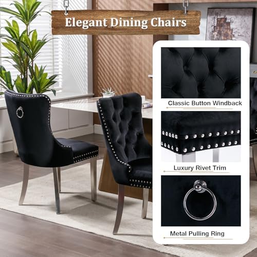 7-Piece Extendable Dining Table Set for 6-8 People 63"-78.7" Kitche...