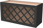 Solid Wood RTA Wine Bottle Rack Wall Cabinet with Lattice Panels Wine Storage for Bar, Pantry, Cellar & Countertop - Mocha (Charcoal Black, 30'W 12'D 15'H)