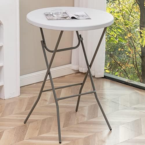 BTEXPERT White 32" Round 43" Bar Height Granite Folding Commercial ...