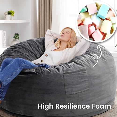 Kromax Bean Bag Chair with Filling Included, Large 4FT Comfy Bean Bag Chairs ...