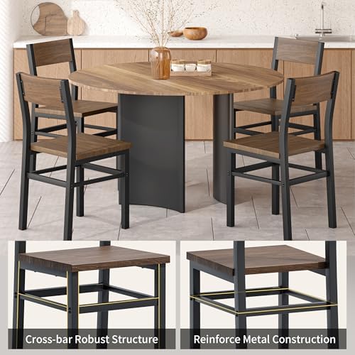 MECHYIN Nut-Brown Dining Chairs Set of 4, Farmhouse Kitchen Room Chairs