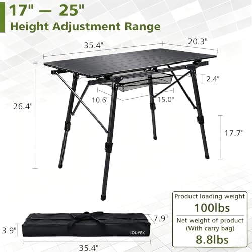 JOUYEK Folding Outdoor Camping Table, Lightweight Aluminum Camp Table