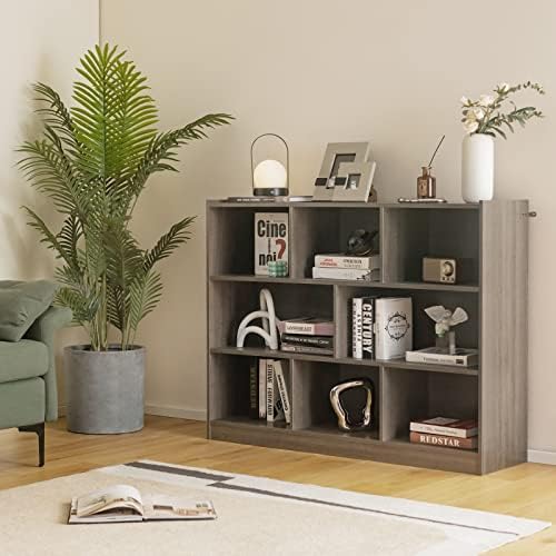 Tangkula 8-Cube Bookcase, Wood 3 Tier Open Storage Bookshelf, Modern Multipur...