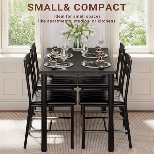 IRONCK Dining Table Set for 4, Black