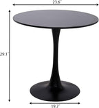 24" Round Dining Table for 2 MDF Table Top and Heavy Metal Dining Table Leg for Kitchen Dining Room Apartment Small Space(Black)