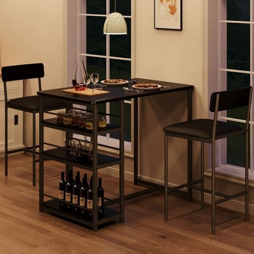 GarveeHome Dining Table Set for 2, Counter Height Kitchen Table with 2 Uphols...
