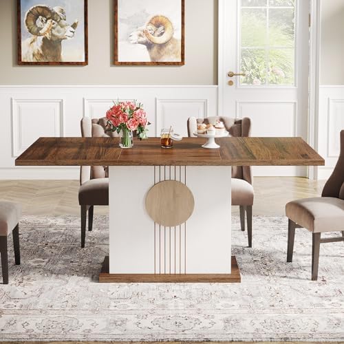 Tribesigns 55" Rectangular Dining Table for 4 to 6 People, Farmhouse Woo...