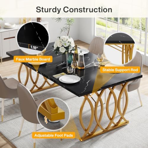 Tribesigns Modern Dining Table, 63" Large Kitchen Table for 4-6 People, ...