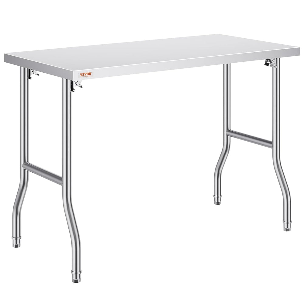 VEVOR Stainless Steel Foldable Work Table, 24 * 48 Inch Heavy Duty Food Outdo...