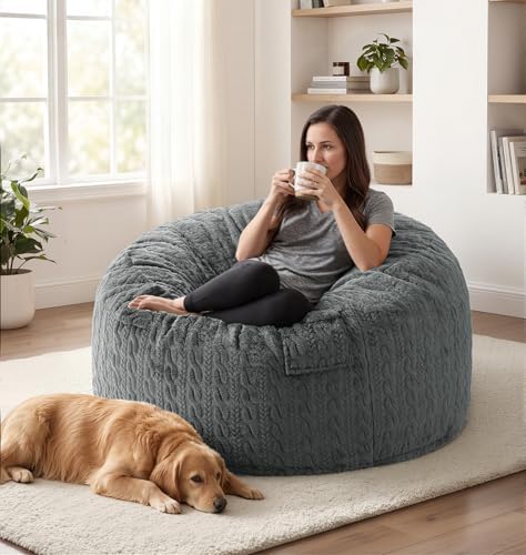 Large Bean Bag Chairs 3FT Big Adults BeanBag Chairs with Filler Memory Foam |...