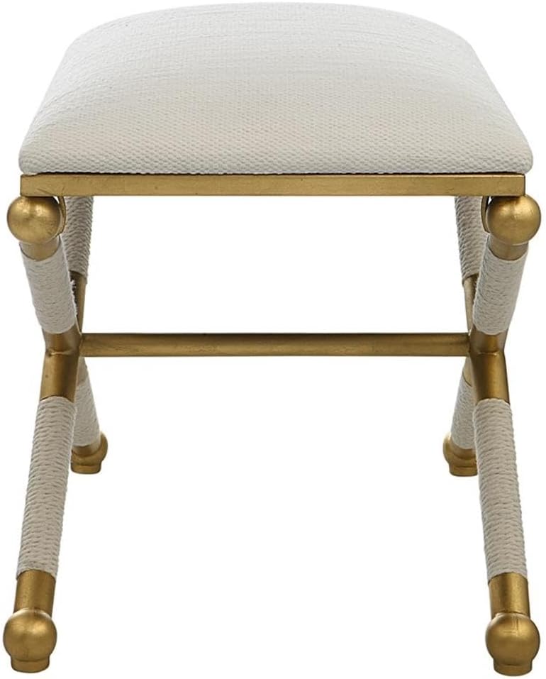 BOWERY HILL Contemporary Small Bench, 24"x17"x20.25", Iron Bas...
