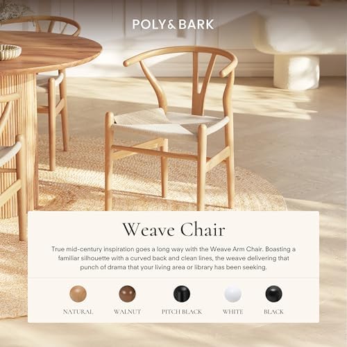 POLY & BARK Weave Dining Chair – Mid-Century Modern Wishbone Dining Chair...
