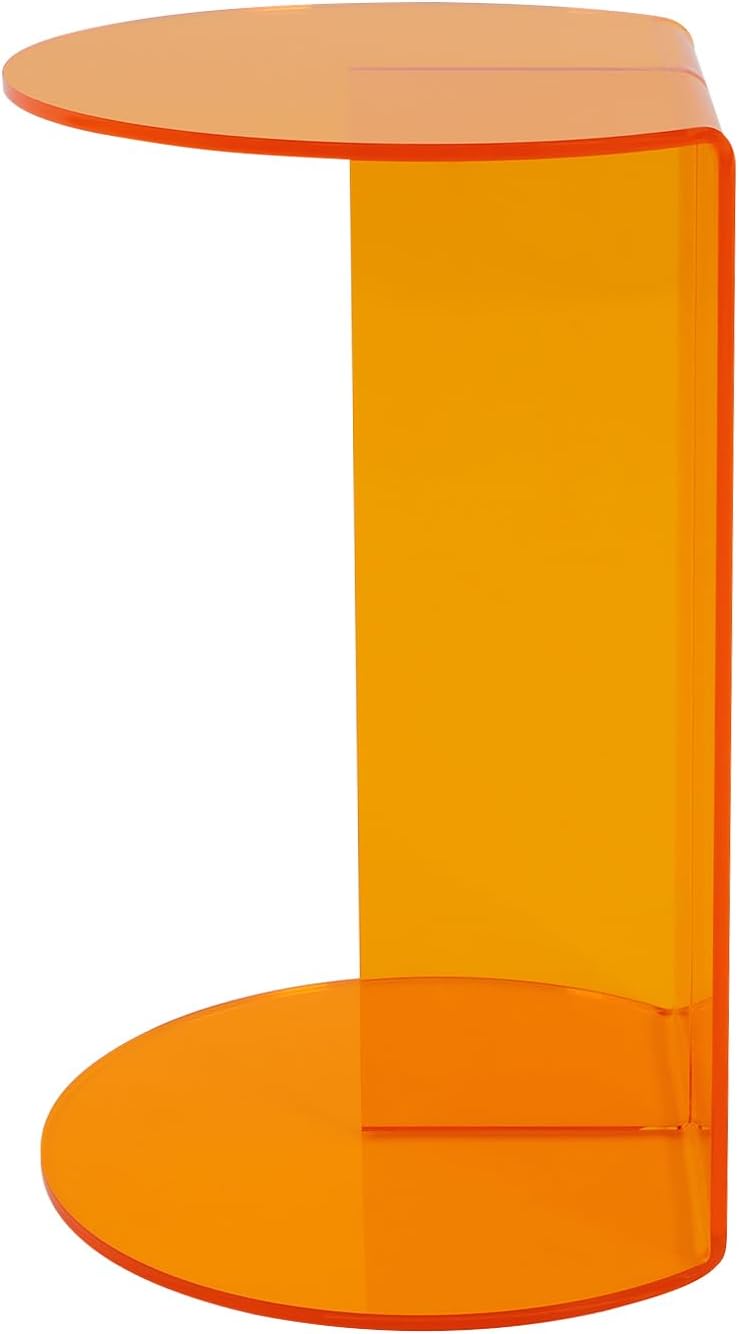 Acrylic Side Table, Modern Semicircle Clear End Table for Living Room Bedroom...