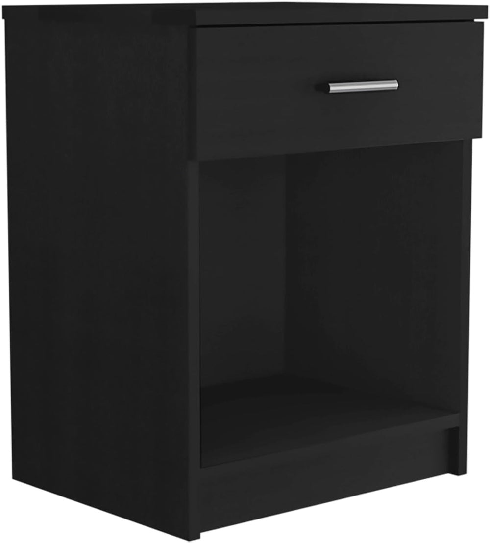 Nightstand 21" H, One Drawer, Low Shelf, Superior Top, Black,for Small S...