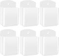 6 PCS Remote Control Holders Wall Mount, Self Adhesive TV Air Conditioner Remote Control Holder, Wall Mount Storage Box Organizer Wall Pen Holder Storage for Home Office School (White)