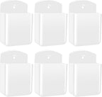 6 PCS Remote Control Holders Wall Mount, Self Adhesive TV Air Conditioner Remote Control Holder, Wall Mount Storage Box Organizer Wall Pen Holder Storage for Home Office School (White)