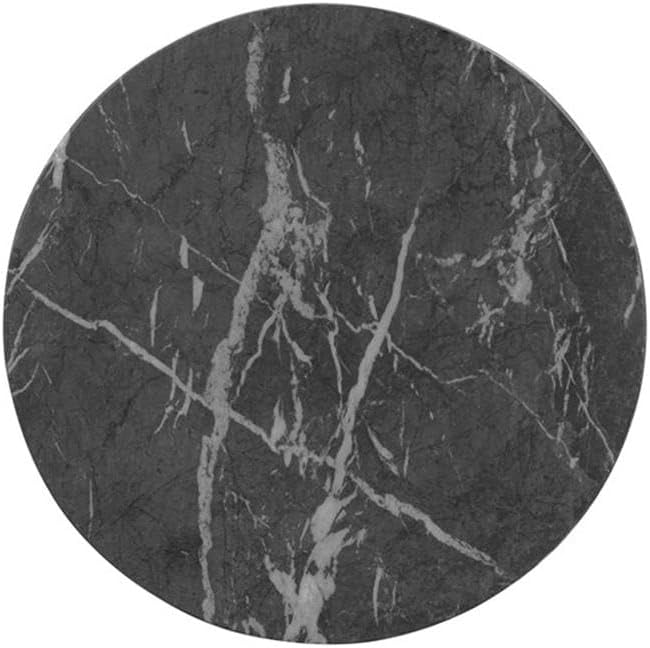 Pemberly Row Contemporary Faux Marble Side Table, Black Finish, Handmade, Wat...