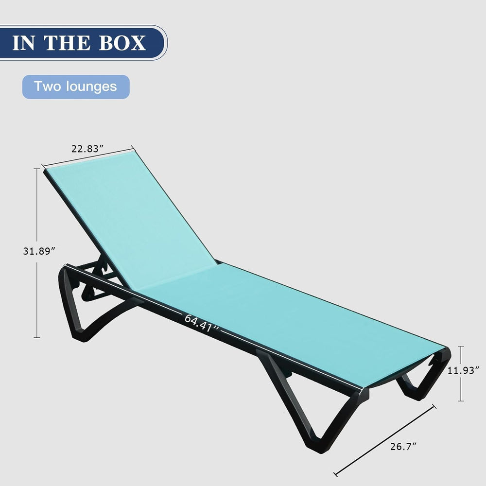 Domi Aluminum Pool Lounge Chair Outdoor Set of 2 Chaise Lounge Outdoor | Whee...