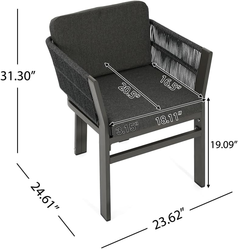 Outdoor Dining Chair Set of 2,White Aluminum Frame with Beige Cushion, 300lbs...