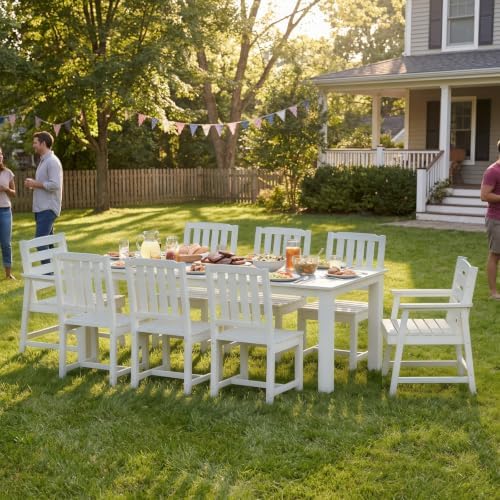 Ayge 9-Piece Outdoor Dining Set – HDPE Patio Furniture for 8 with 2" Hol...