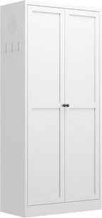 61 Inch White Metal Pantry Cabinet, Freestanding Kitchen Storage Organizer with 4 Adjustable Shelves (110lb Capacity), Heavy Duty Shelving Unit for Pantry, Kitchen, Living Room or Utility Room