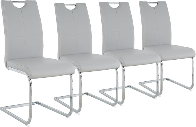 Goujxcy Dining Chairs Set of 4, Modern High Back Kitchen Chairs with Metal Le...