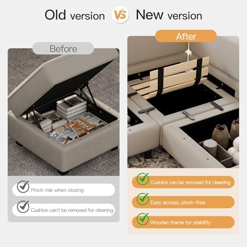 Belffin Modular Sectional Sofa with Ottomans Velvet Reversible Chaise Sleeper...