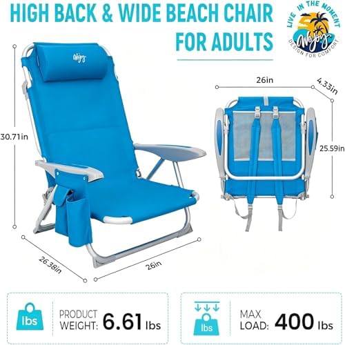 #WEJOY Beach Chairs for Adults,Reclining Adjustable 4 Position for Outdoor