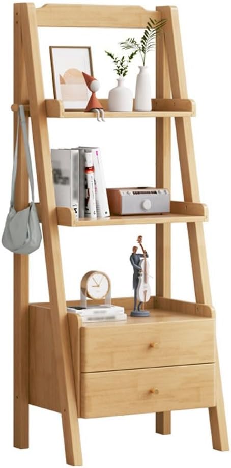 4-Tier Rustic Wood Ladder Shelf, Freestanding Bookcase & Storage Organizer for Living Room, Home Office, Bedroom, Balcony - Stylish and Functional Boohelf Rack