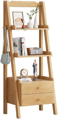 4-Tier Rustic Wood Ladder Shelf, Freestanding Bookcase & Storage Organizer for Living Room, Home Office, Bedroom, Balcony - Stylish and Functional Boohelf Rack