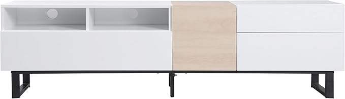 Bellemave TV Stand for TVs up to 80", Modern Entertainment Center with Cabinets, Drawers & Open Shelves, Wooden Media Console with Storage for Living Room, Bedroom & Home Theatre (White)
