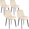 Dining Chairs, Modern PU Leather Dining Chairs, Dining Room Chairs with Sturdy Metal Legs, Upholstered Seat Kitchen Chairs for Living Room, Restaurant (Beige, Set of 4)