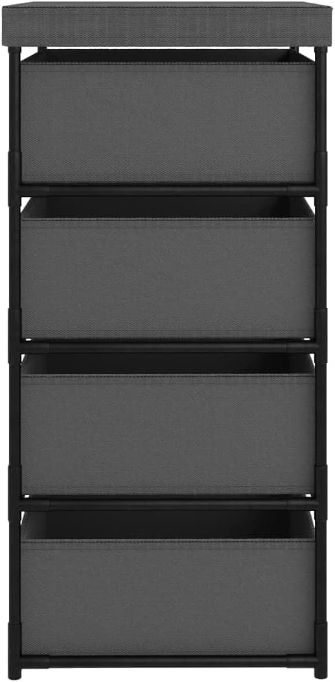 4-Tier Grey Steel Storage Rack w/Fabric Baskets 15"x17.7"x31.5&quot...