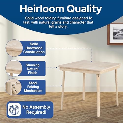 Stakmore Straight Edge Solid Wood Folding Card Table, Unfinished