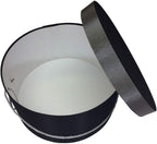 Sarah's Hat Boxes Classic Black/Gray Hat Box – 12.75" x 6.5" (Dia. x Ht.) Handmade in USA – Odorless Non-Toxic Adhesive, Cording Handle – Premium Storage for Hats & Accessories