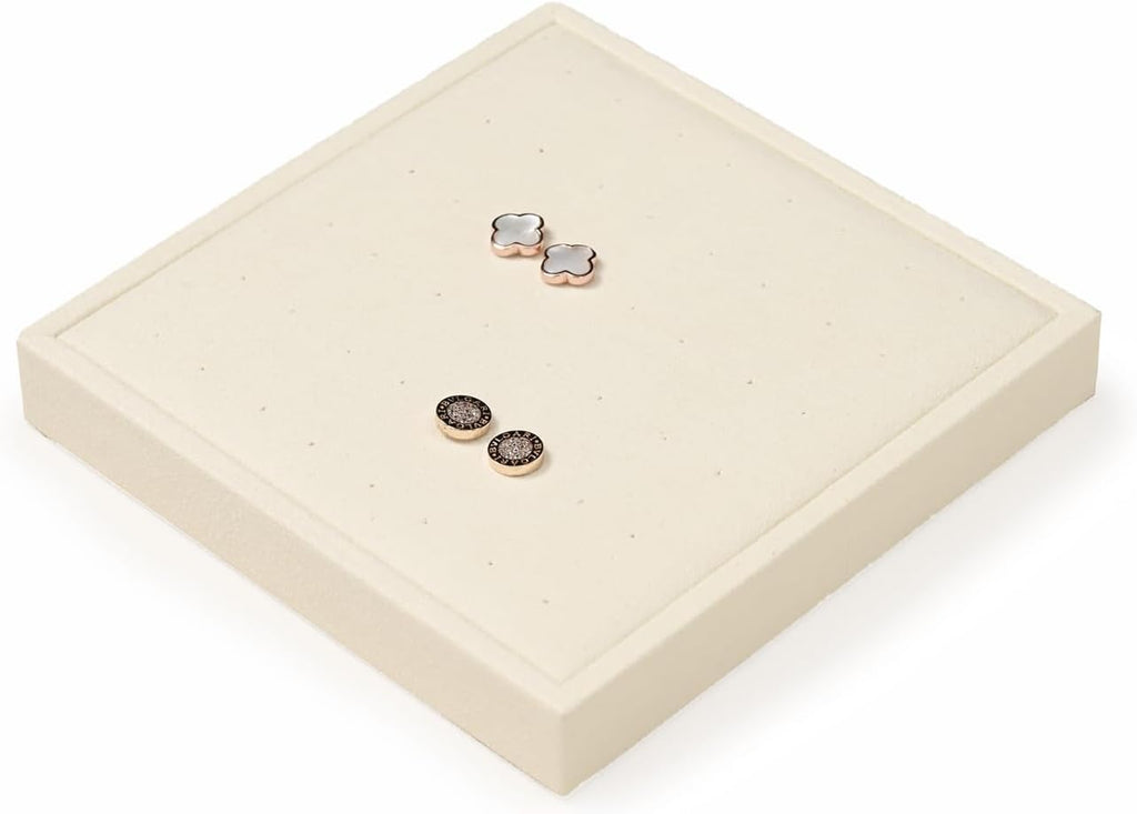 Oirlv Microfiber Jewelry Stud Earring tray Display Tray Earring Display Organizer Tray(Beige)