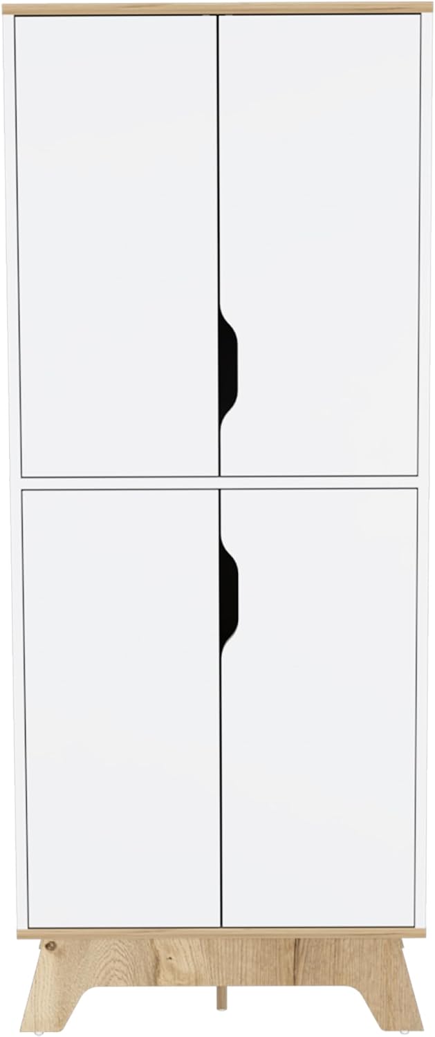 Rectangle Kitchen Pantry Light Oak and White