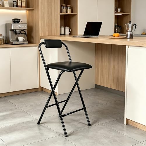 Folding Stool with Back,1Pcs Tall Foldable Stool 25.5 Inch
