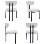 LukeAlon Faux Leather Dining Chairs Set of 2, Modern Curved Back Armless Kitchen Chairs with Black Metal Legs Upholstered Reception Guest Chairs for Home Office Restaurant Dining Room, White
