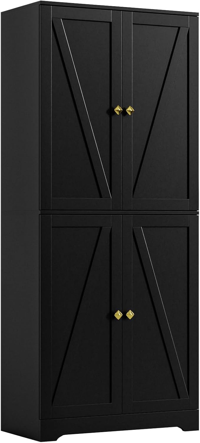 LYNSOM Kitchen Pantry Storage Cabinet 72“ Tall, Farmhouse Pantry Cabinet with...