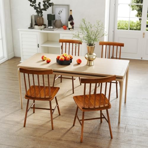 HOMCOM Windsor Dining Chairs Set of 2 Spindle Backrest Light Brown