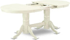 East West Furniture VABO5-LWH-W 5 Piece Kitchen Table Set for 4 Includes an Oval Dining Room Table with Butterfly Leaf and 4 Solid Wood Seat Chairs, 40x76 Inch, Linen White