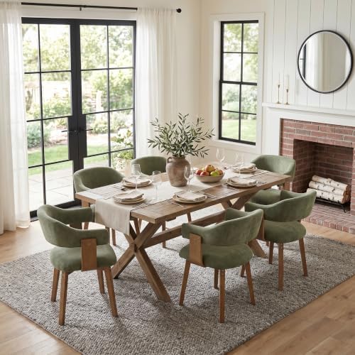 ROCITY Green Dining Chairs Set of 2, Mid Century Modern Kitchen Chairs with C...