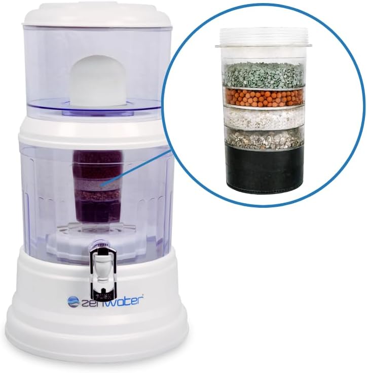 ZENWATER 4-Gallon Countertop Gravity Water Filter System - Portable Alkaline ...